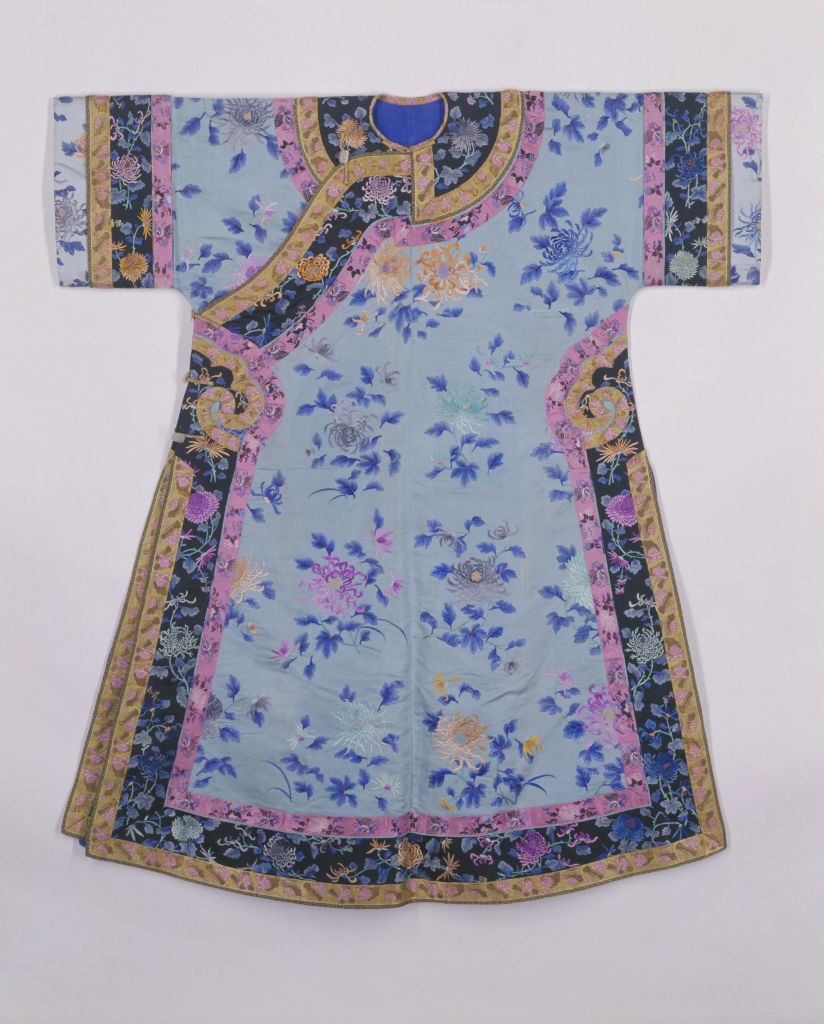 湖色缎绣菊花纹夹『0611』衣